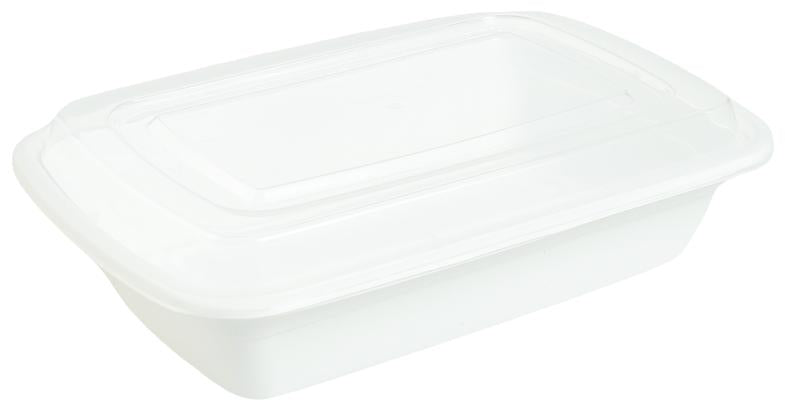 8" x 6" x 2" 38 Oz White Rectangular Container Combo, 150/cs, 60Cs/Sk, 6Cs/Tier - T-38