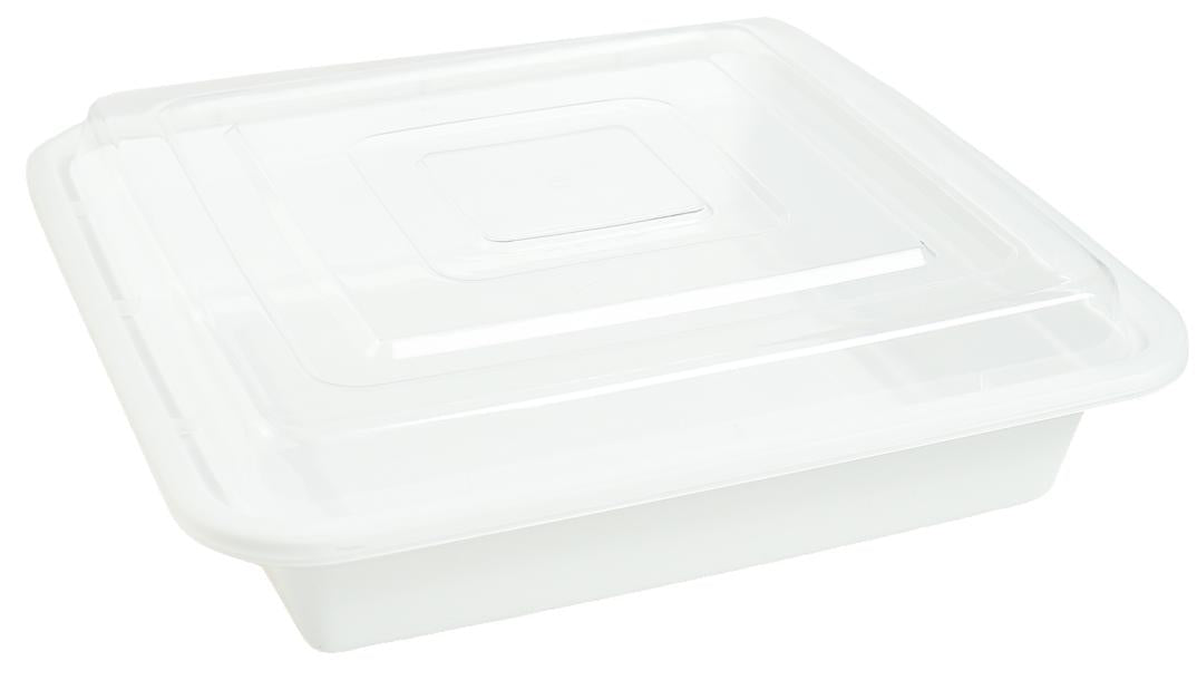 8" x 8" x 1.75", 48 Oz White Square Container with Lid Combo, 150/cs - T-48