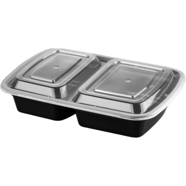 32 Oz Rectangular Container with 2 compartment and Lids Combo Pack, 150/case - DT-32