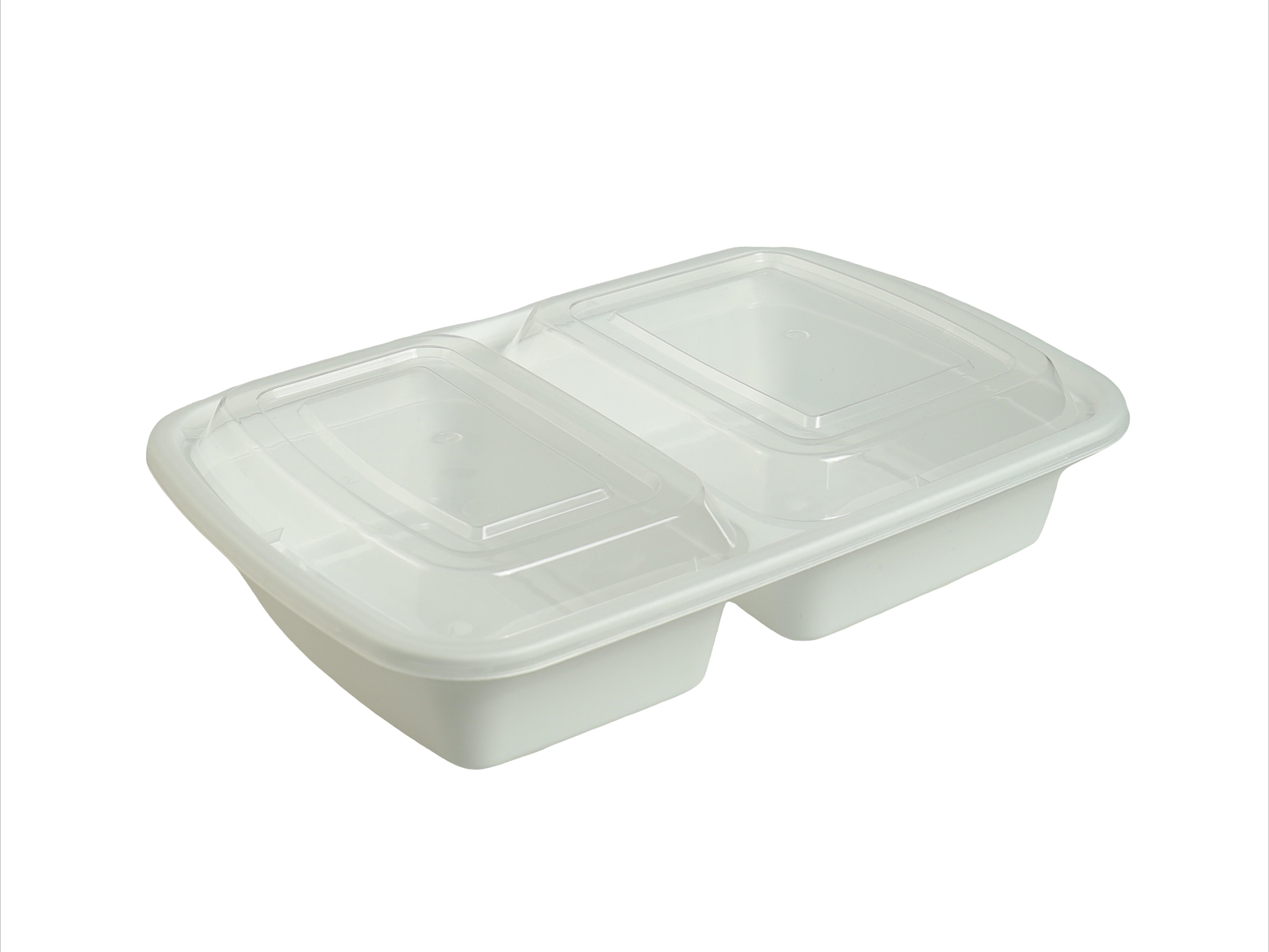 32 Oz PP Rectangular White Microwaveable Container, 150/Cs - DT-32