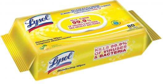 Lysol - Disinfect Wipes Citrus, 80Pk/Cs - RBG77181