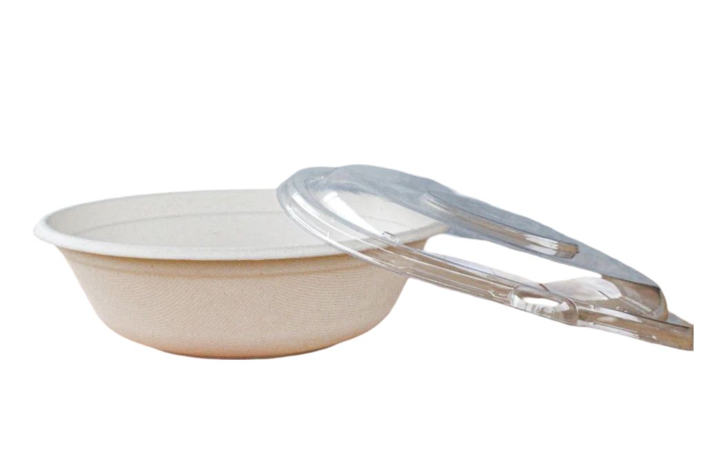 RiteEarth - 32 Oz Bagasse Round Bowl With Lid BFL85, #FRB32, 500/cs - REBC8532500