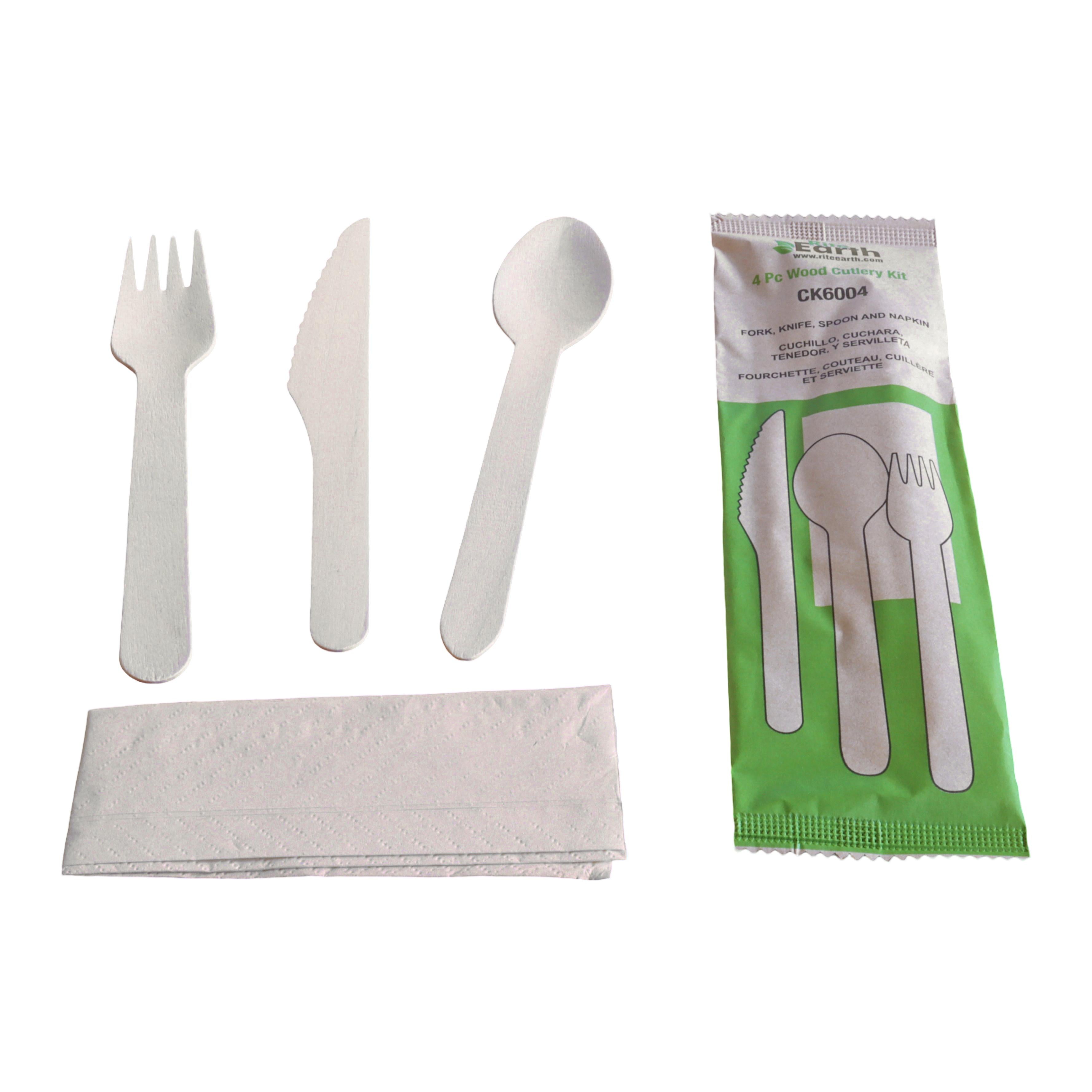 RiteEarth - Cutlery Kit 4pc Wood (K,F,S,N) - CK6004
