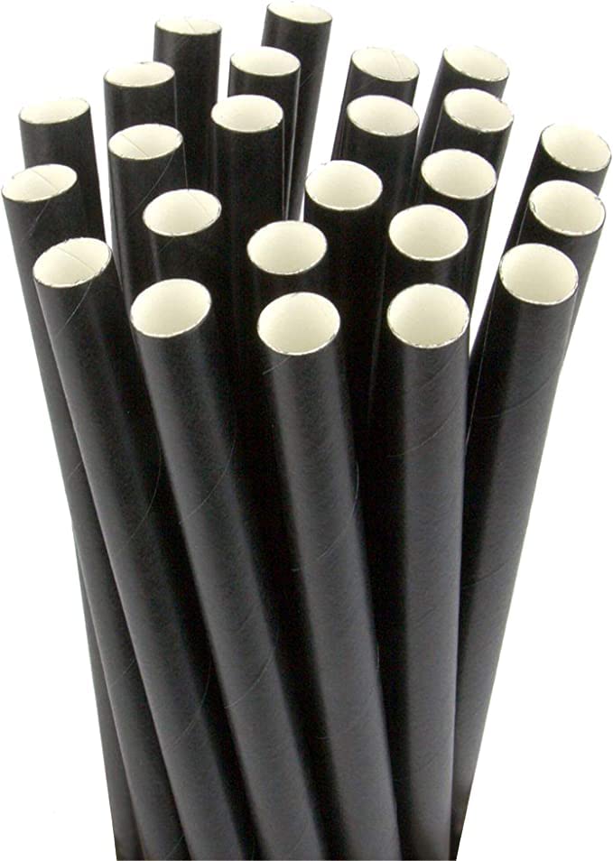 6" Black Paper Milkshake Straws