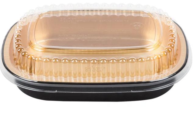 RiteFoil - 26 Oz Foil Entrée Pan, Small Black & Gold with High Dome Lid, 100/Pk - FC08626BG