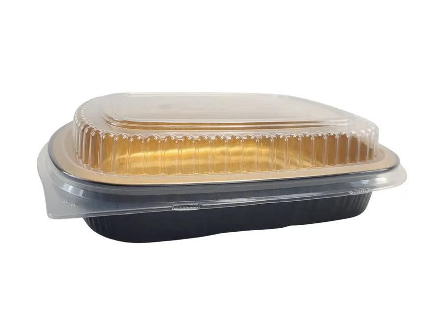 RiteFoil - 52 Oz Foil Entrée Pan, Medium Black & Gold with High Dome Lid, 50/Pk - FC10752BG