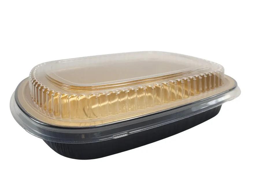 RiteFoil - 64 Oz Foil Entrée Pan, Large Black & Gold with High Dome Lid, 50/Pk - FC11964BG