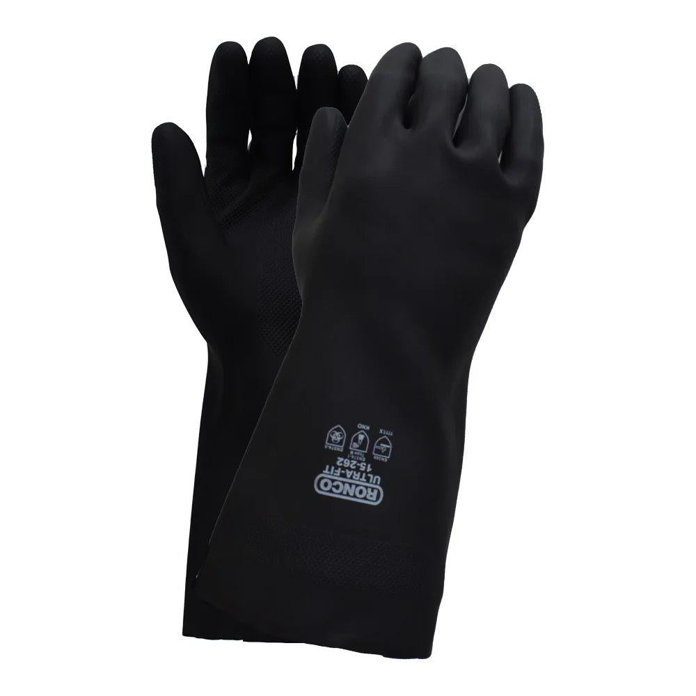 RONCO - 13" Black Rubber Gloves Pair, 28 mil XL - 15-262-10