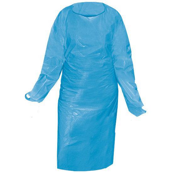 RONCO - 45″ x 79″ Blue Cast Polyethylene Gown, 50/pk - 31-500