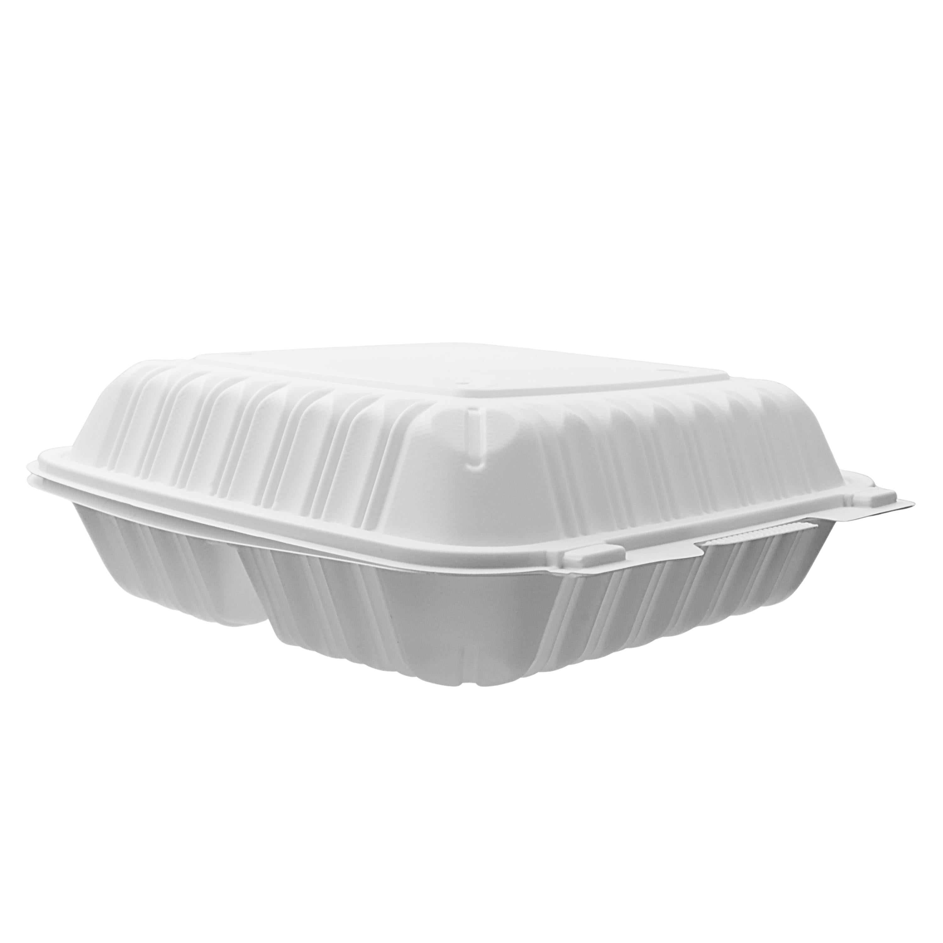 RitePak - 8" x 8" x 2.8" Polypropylene Hinged Sandwich Container With 3 Compartment, 150/Cs - HS803