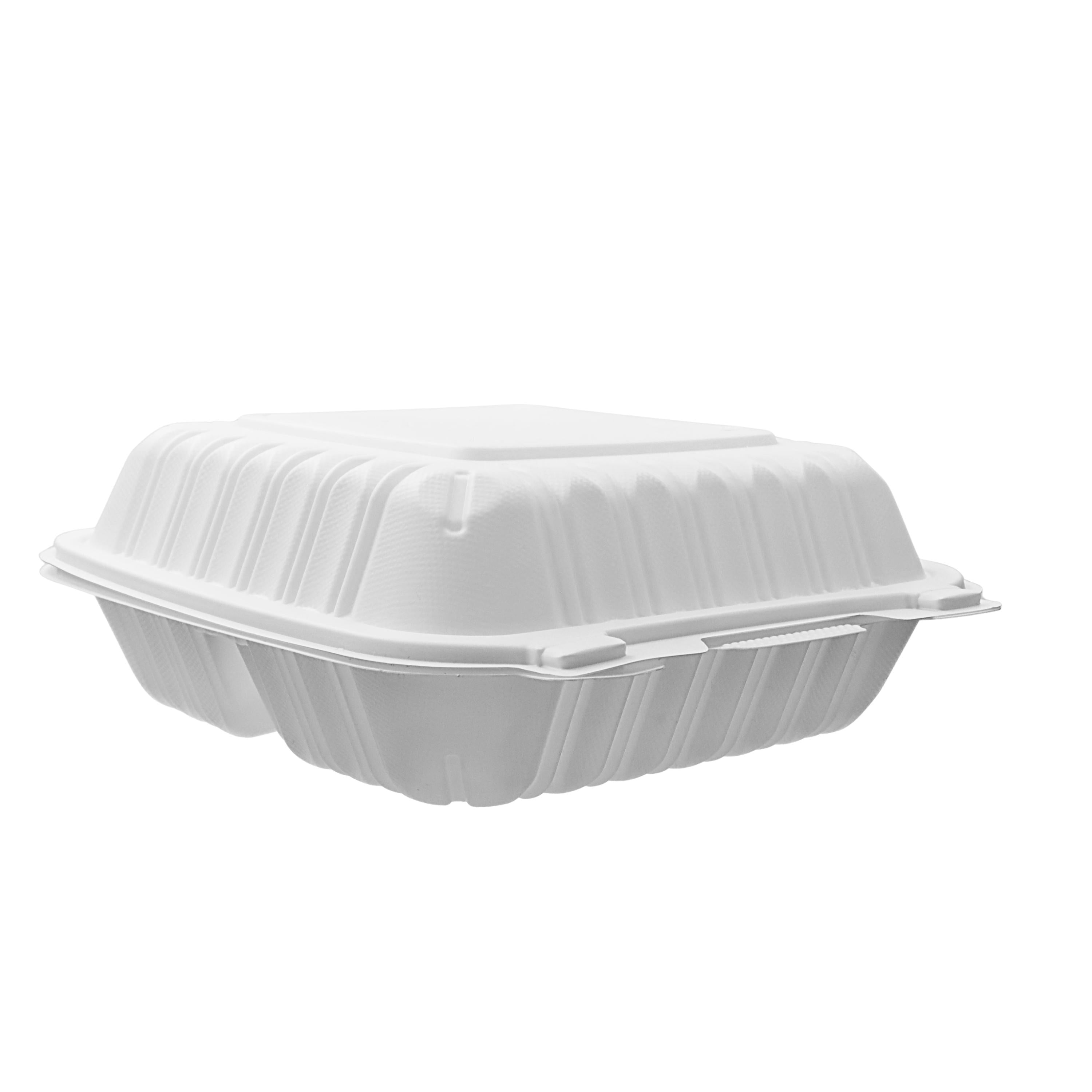 RitePak - 9" x 9" x 2.95" Polypropylene Hinged Sandwich Container With 3 Compartment, 150/Cs - HS903
