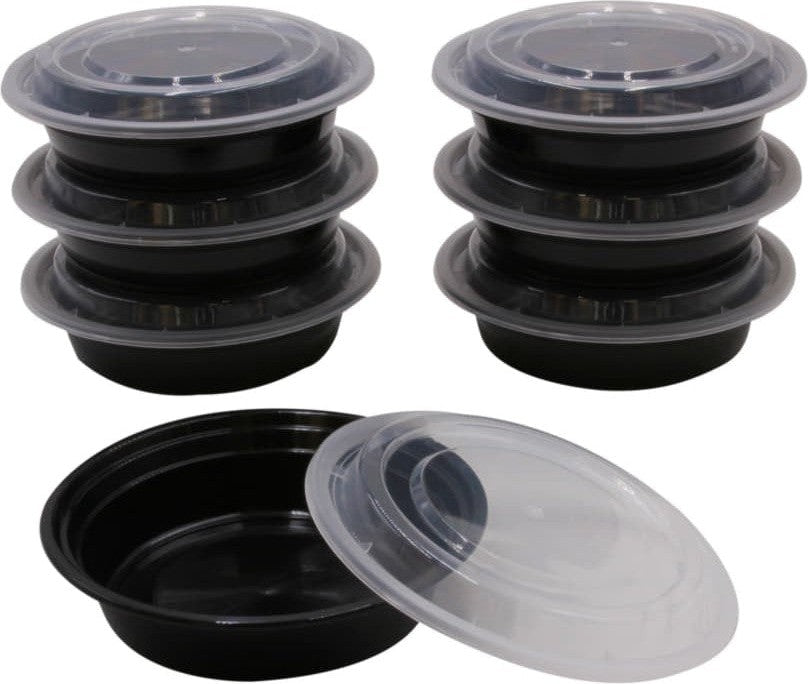 RitePak - 16 Oz, 6" Round Black Microwavable Container Combo, 150/cs - MC0616B