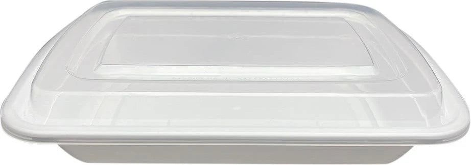 RitePak - 7" x 5" x 1.5" 16 Oz Capacity White Rectangular Container Combo, 150/CS 60Cs/Sk 4Cs/Tier - RPMR7516W