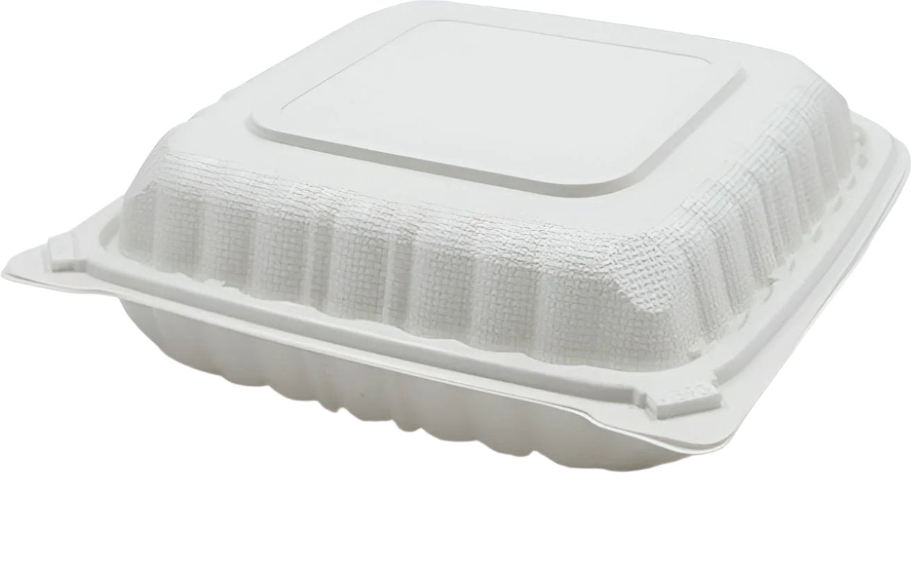 RitePak - 7" x 7" MFPP White Hinged Container, Pack of 400 - RPPH701