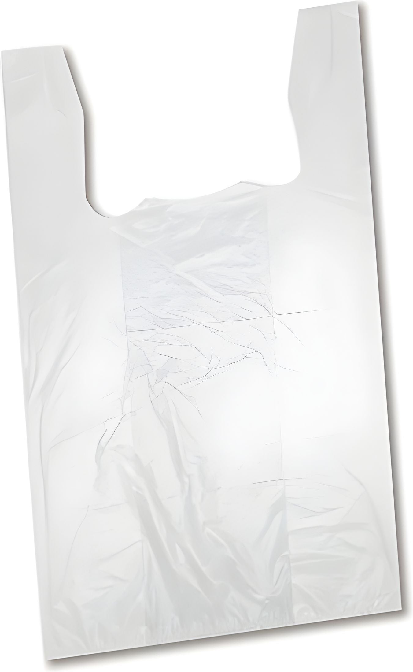 RiteSource - 11" x 6" x 21" S4 White Low Density Shopping Bags, 13.6lb/cs - TLDS4W