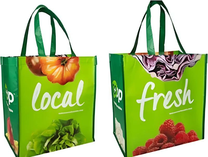 RiteSource - 11.25" x 7" x 19.25" S5 PP Reusable Print Mercato Fresh T-Shirt Bags, 50/pk, 250/cs - RSTPPS5MER