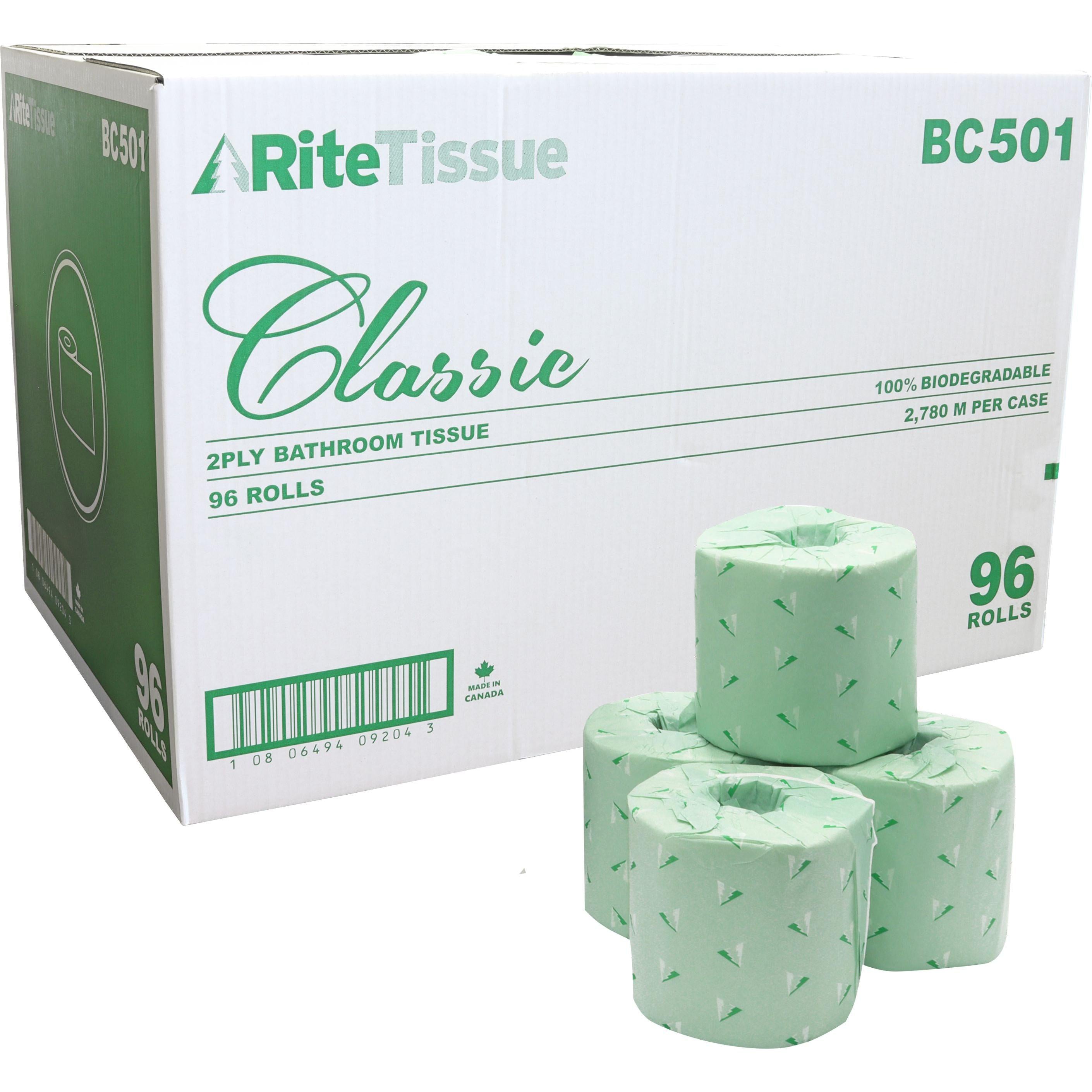 RiteTissue - 4" x 3" Classic 2 Ply Toilet Tissue, 96 Rl/Cs - BC501