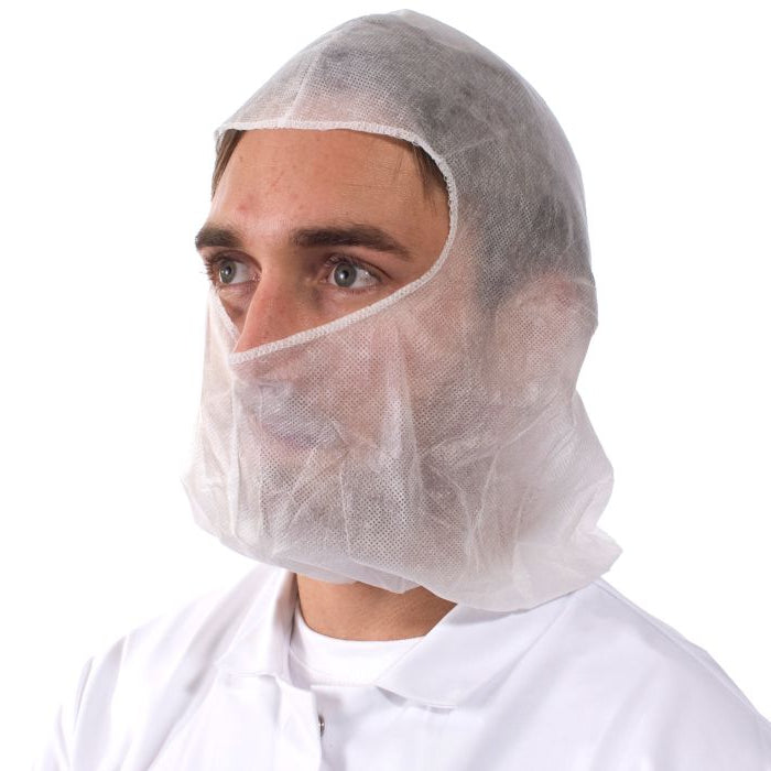 RiteTouch - 16.5" x 14" White Non Woven Balaclava Hood, 100/Bg, 10 Bg/Cs - BHP4210