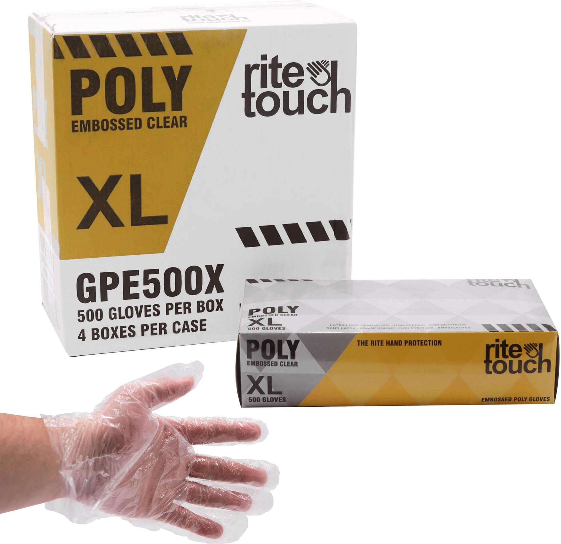 RiteTouch - X-Large Poly Gloves, 500/bx - GPE500X