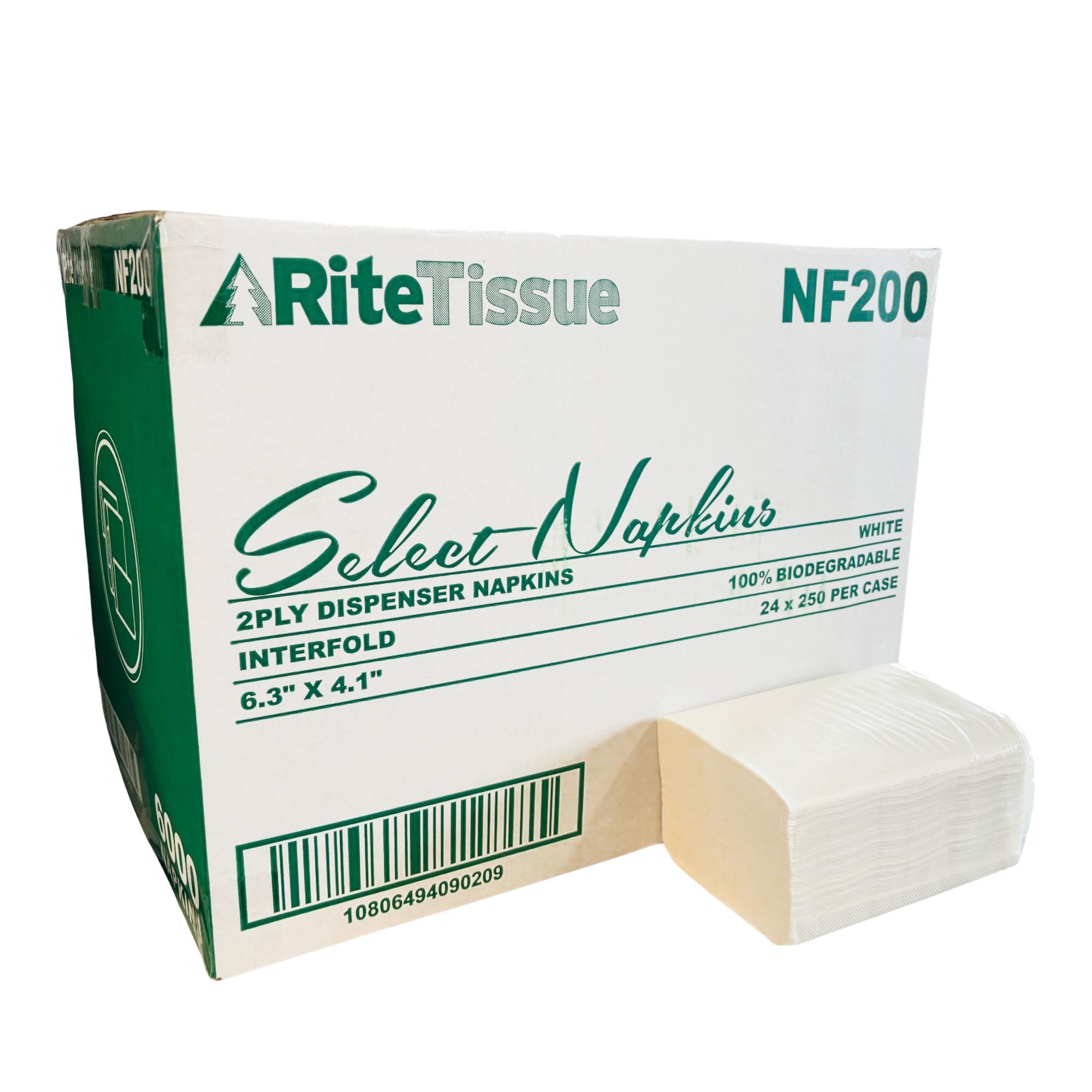 RiteTissue - 6.3" x 4.1" 2 Ply White Interfold Napkin, 6000/Cs - NF200