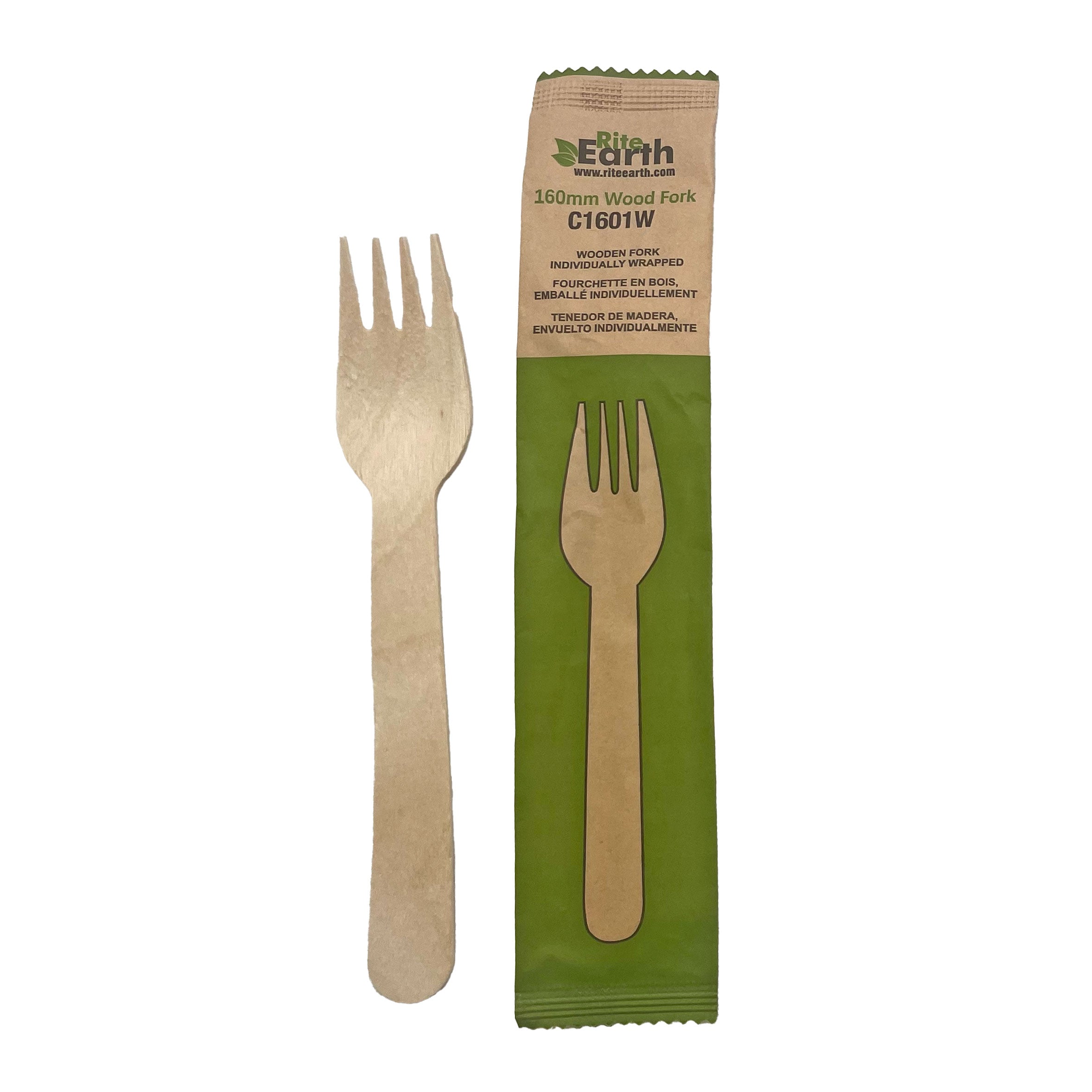 RiteEarth - 6" Wooden Fork Wrapped - C1601W