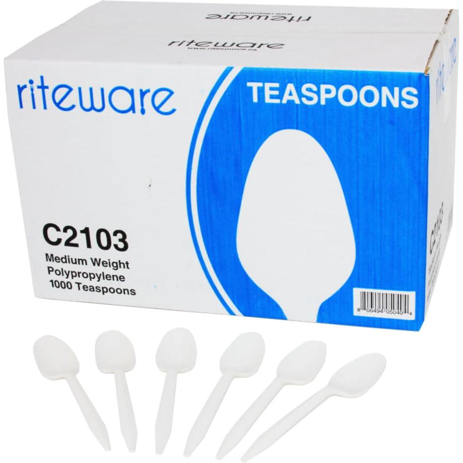 RiteWare - Medium Weight White Teaspoons Cutlery, 1000 Per Case - C2103