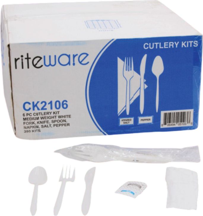 RiteWare - 6 PC Medium Weight White Cutlery Kit, Pack of 500 - RWCK2106