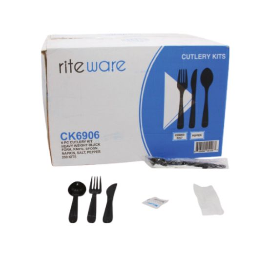 RiteWare - 6 PC Heavy Weight Black Cutlery Kit, Pack of 500 - RWCK6906