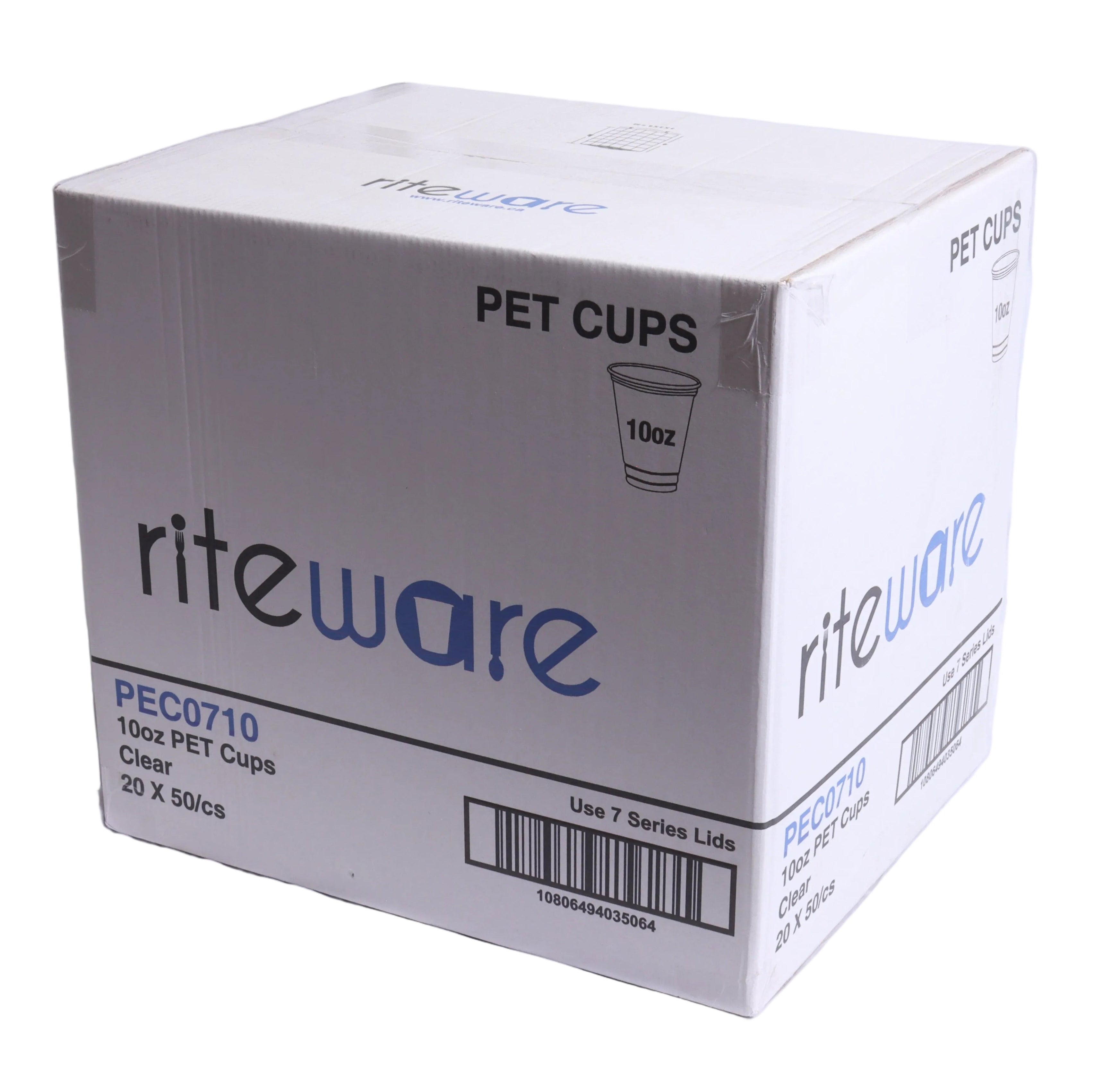 RiteWare - 10 Oz Clear 7 Series PET Cups, Pack of 1000 - PEC0710