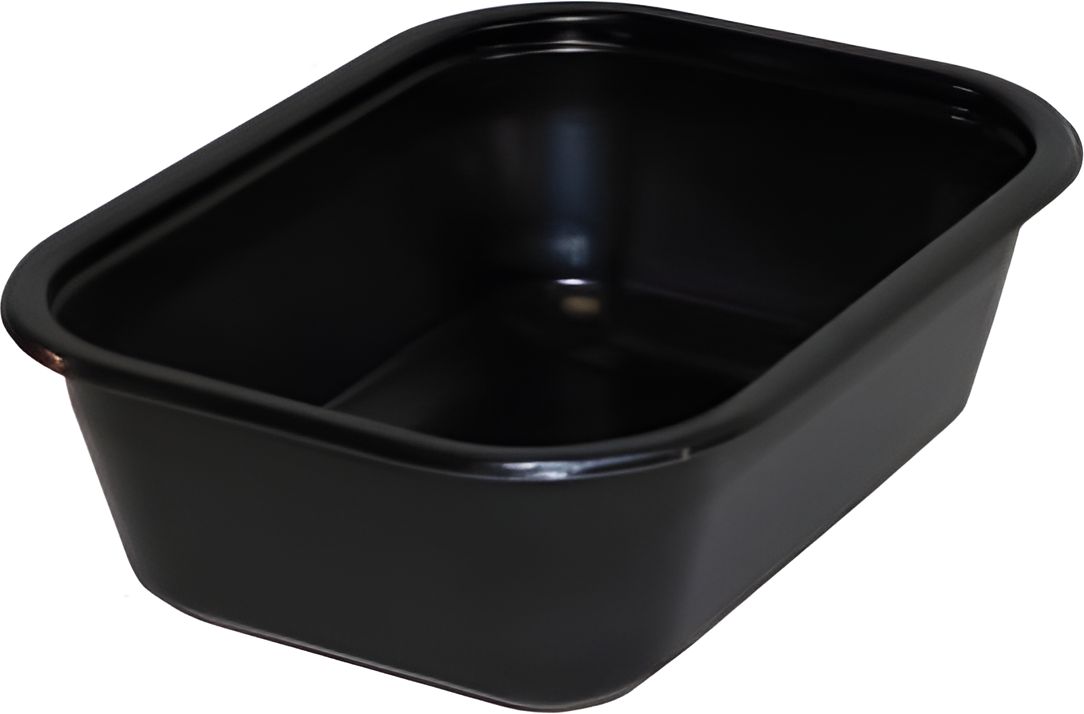 Sabert - 22 Oz Black Small Rectangle Ovenable Tray, 600/Cs - 33070220D600