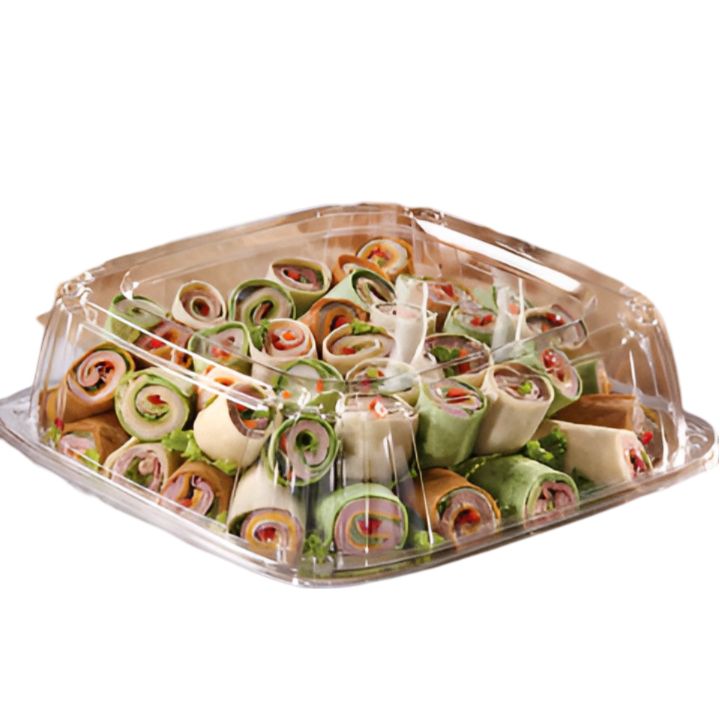 Sabert - Clear 12” UltraStack Square Platter with Clear 3” Dome Lid, 25/Cs - SABC1612