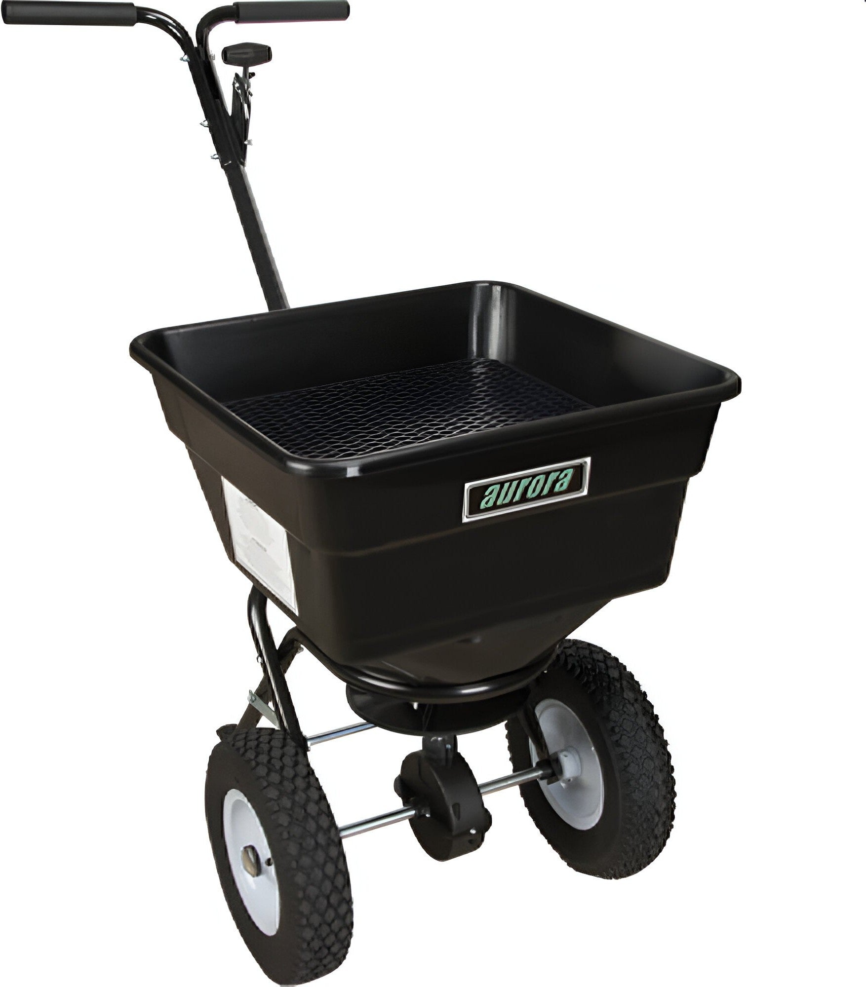 Aurora Tools - Black Broadcast Salt/Ice Melter Spreader with 12" x 4" Pneumatic Tires - NJ142