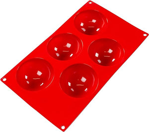 Fat Daddio's - 3.15" x 1.57" Silicone 5 Cavities Hemisphere Baking Mold - SMF-001