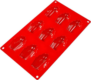 Fat Daddio's - 2.68" x 1.77" x 0.67" Silicone 1 Oz Baking Madeleine Mold with 9 Cavities - SMF-032