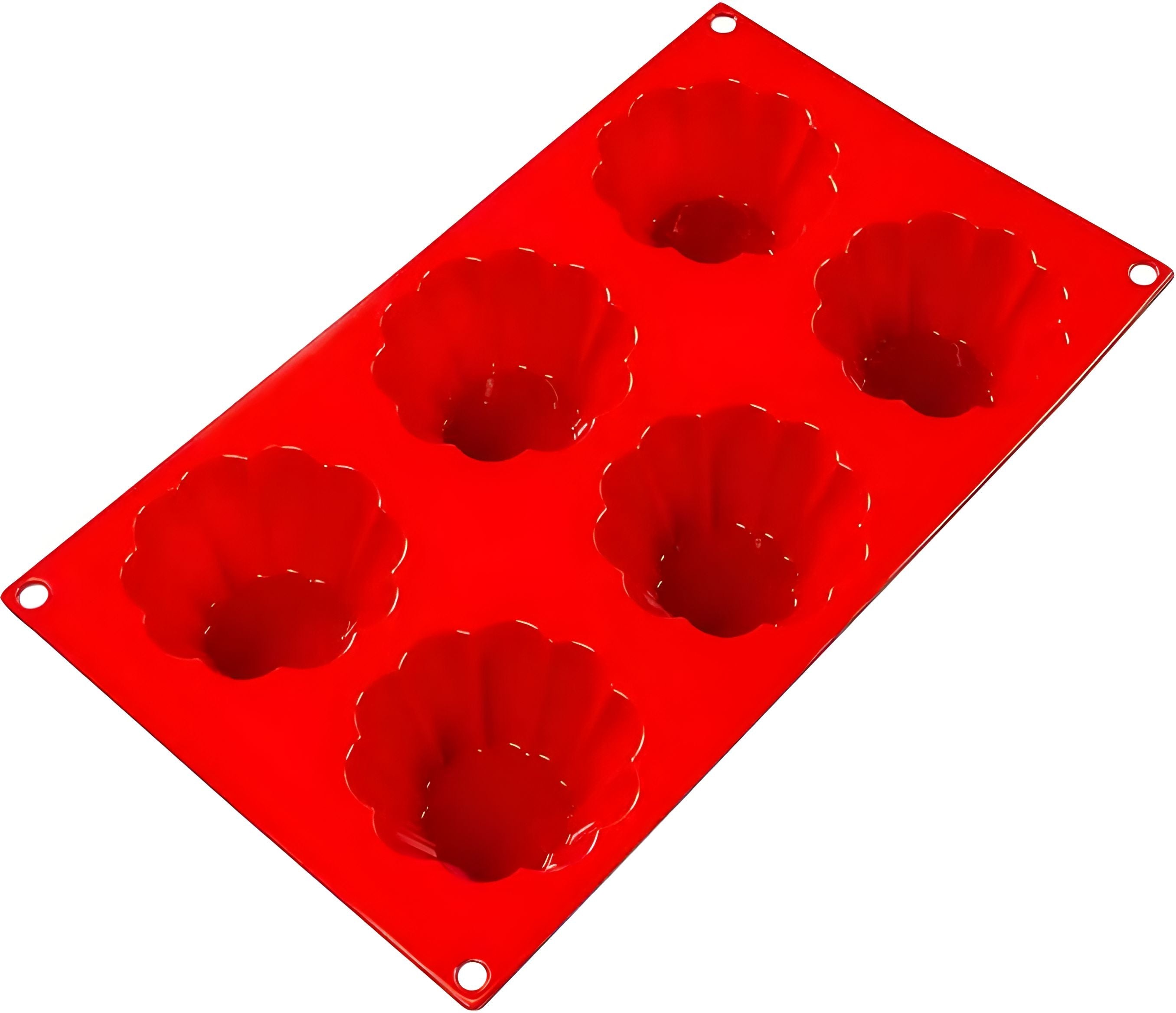 Fat Daddio's - 3.11" x 1.46" Silicone 6 Cavities Baking Brioche Mold with - SMF-034