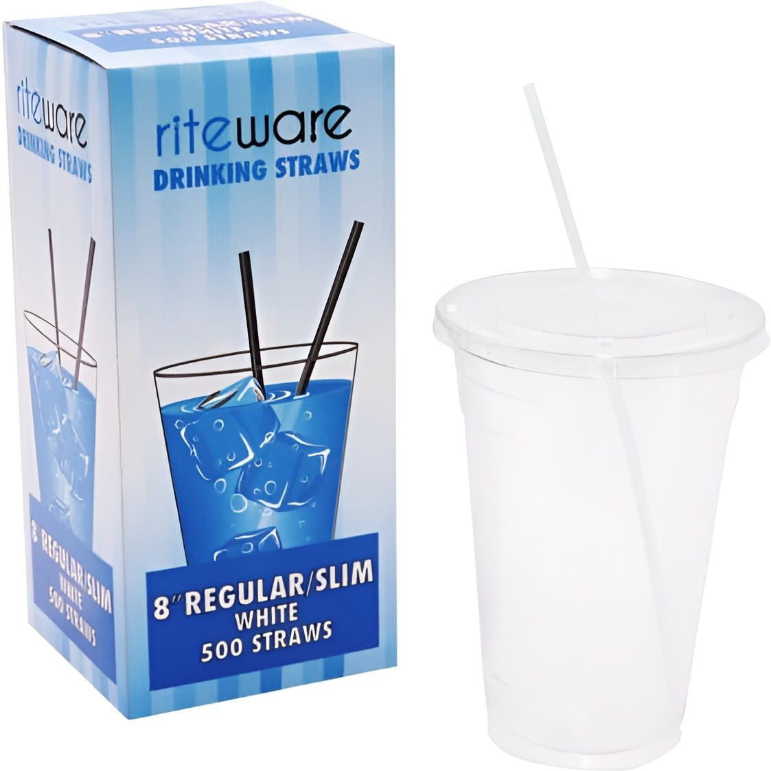 RiteWare - 8 Inch White Milkshake Straws, 250 Per Box - SP0810