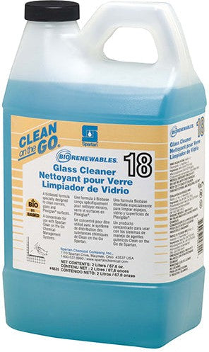 Spartan - Clean on the Go #18, 2 Litre BioRenewable Glass Cleaner, 4Jug/Cs - 483502C