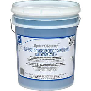 Temp Rinse Spartan - SparClean #53, 5 Gallon Low Temperature Rinse Aid Pail - 765