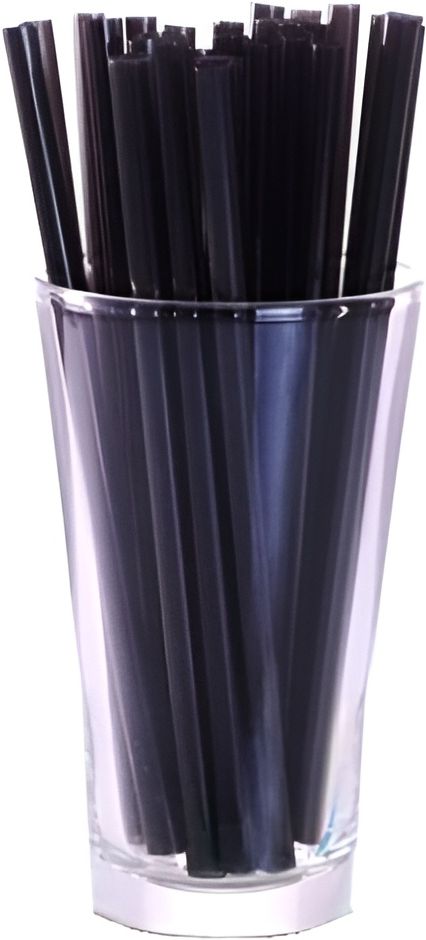 Stone - 8" Super Cocktail Black Straws, 2500/Cs - 022900