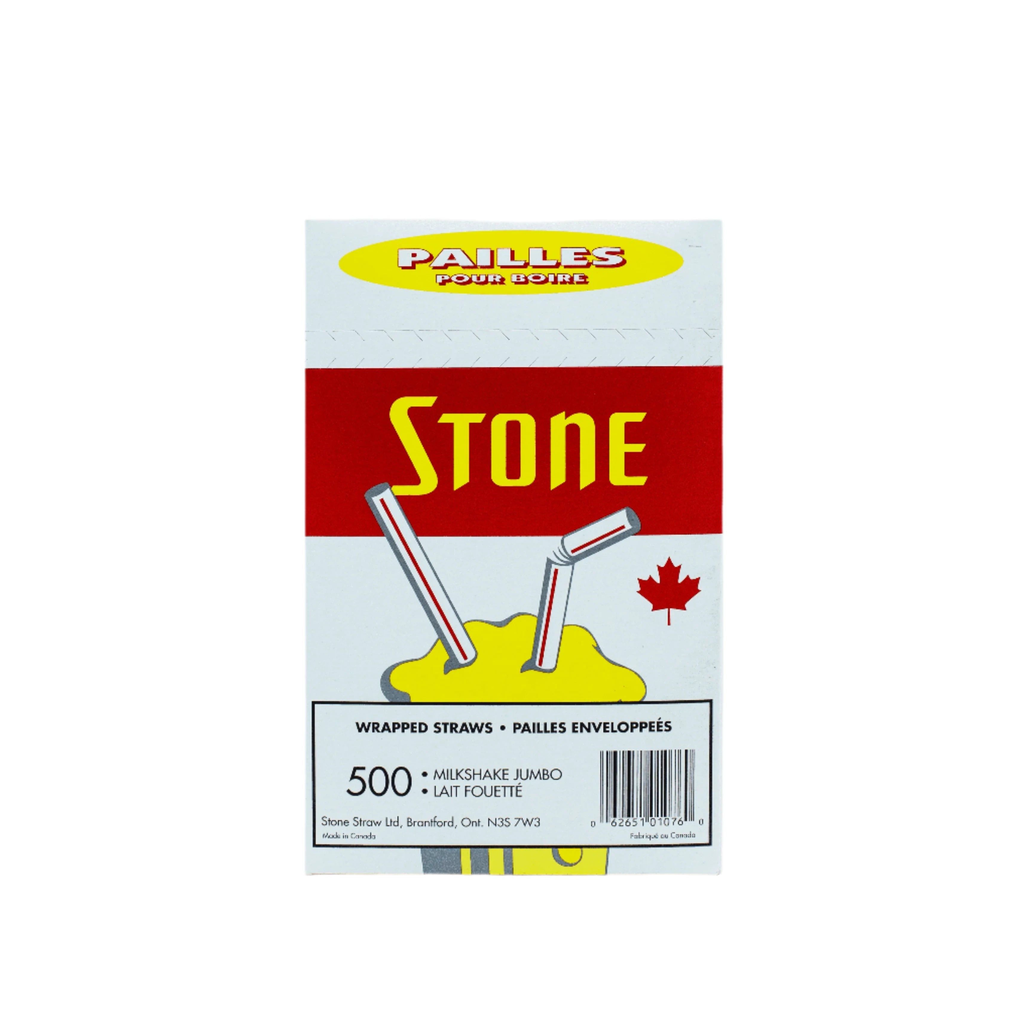 Stone - 8" Milkshake White Wrapped Straw, 500/Box, 6 Boxes/Cs - ST081300