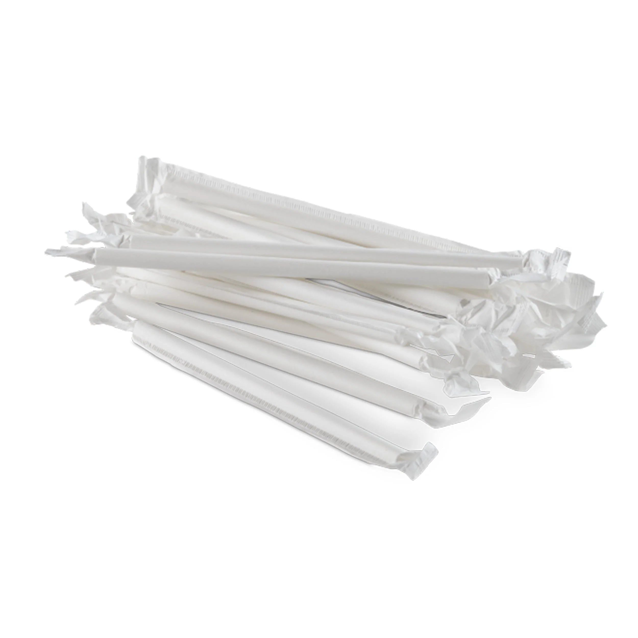 Stone - 8” White Paper Wrapped Milkshake Straw, 150/Box, 30Boxes/Case - 400140