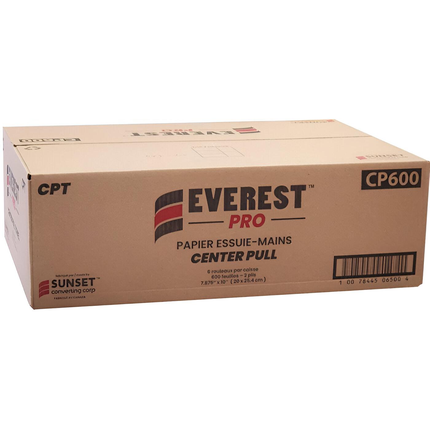 Everest Pro - 8.25" x 500' 2 Ply Center Pull White Paper Hand Towel Roll, 6Rl/Cs - CP600