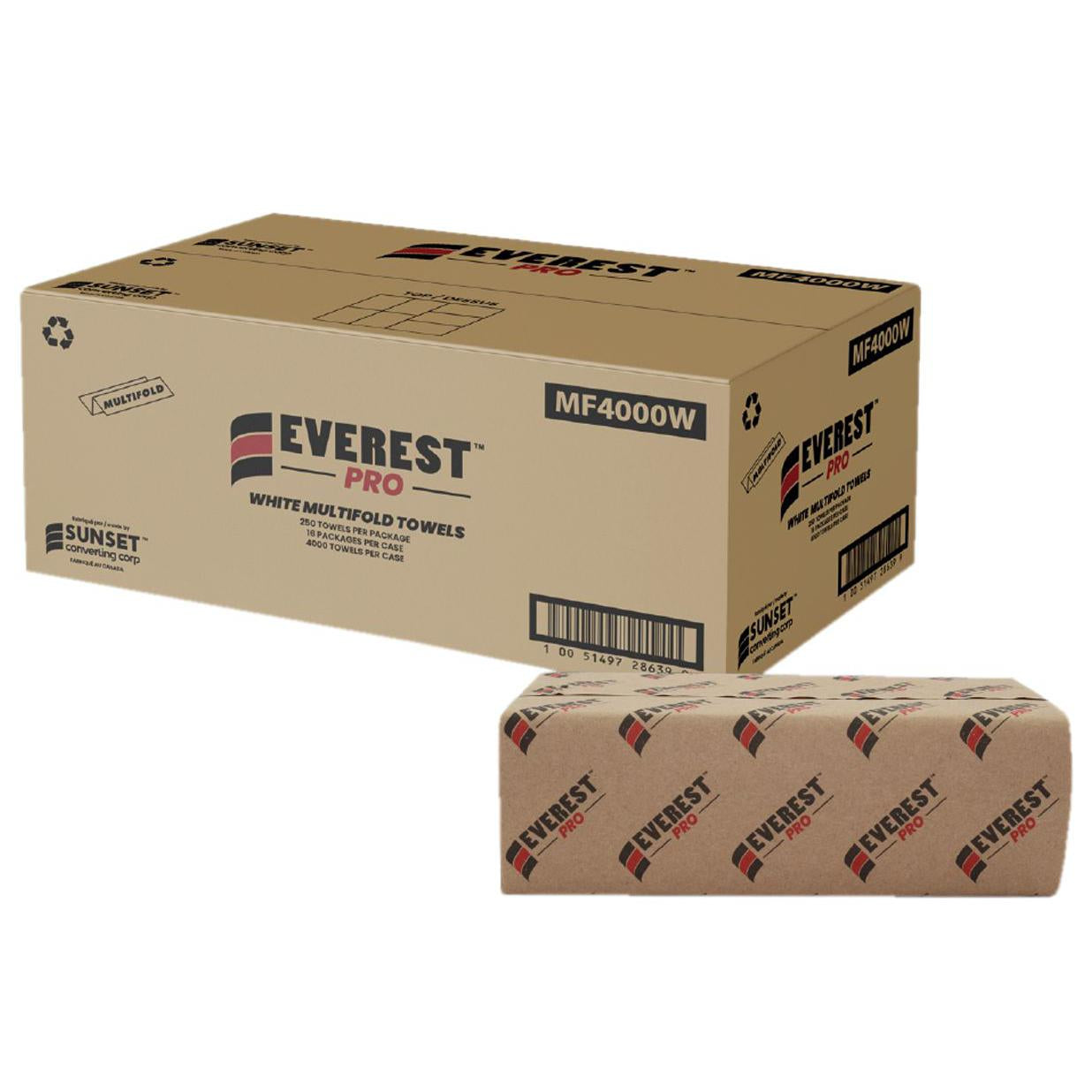 Everest Pro - White Multifold Hand Towel, 4000/Cs - MF4000W