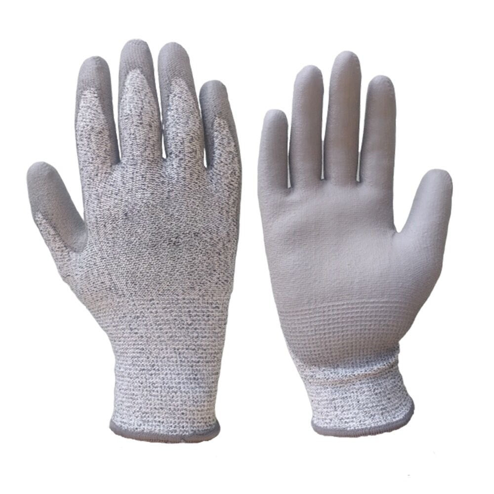 Ralston CanSafe - X-Large PU Coated Palm Cut Gray Resistant Gloves with White Hem - Level 3, 72 Pairs/Case - TSZGS13XLCYPU